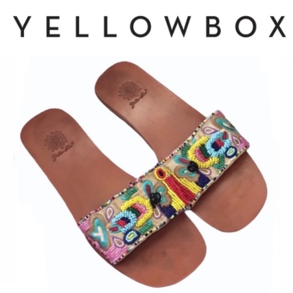 Yellow Box 7 1/2 beaded bohemian sandals slip on - Picture 1 of 11